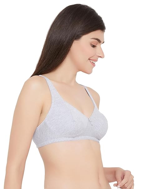 Women’s Light Grey Cotton-Spandex Wire-Free Everyday Bra – Clovia Non-Padded Fit